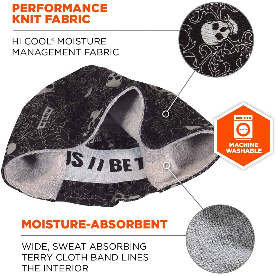 Ergodyne 6630 Skull Cap, Terry Cloth, Fabric and Elastic, Moisture Absorbent, Stretchable, Comfortable, Machine Washable, 6 per Carton