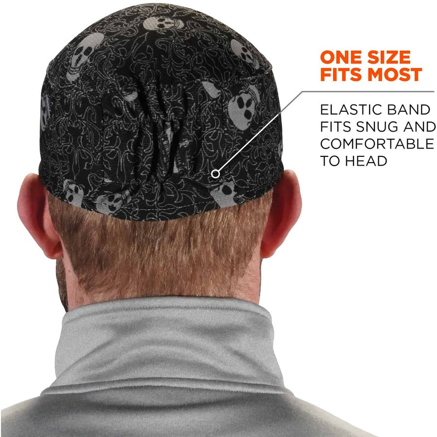Ergodyne 6630 Skull Cap, Terry Cloth, Fabric and Elastic, Moisture Absorbent, Stretchable, Comfortable, Machine Washable, 6 per Carton