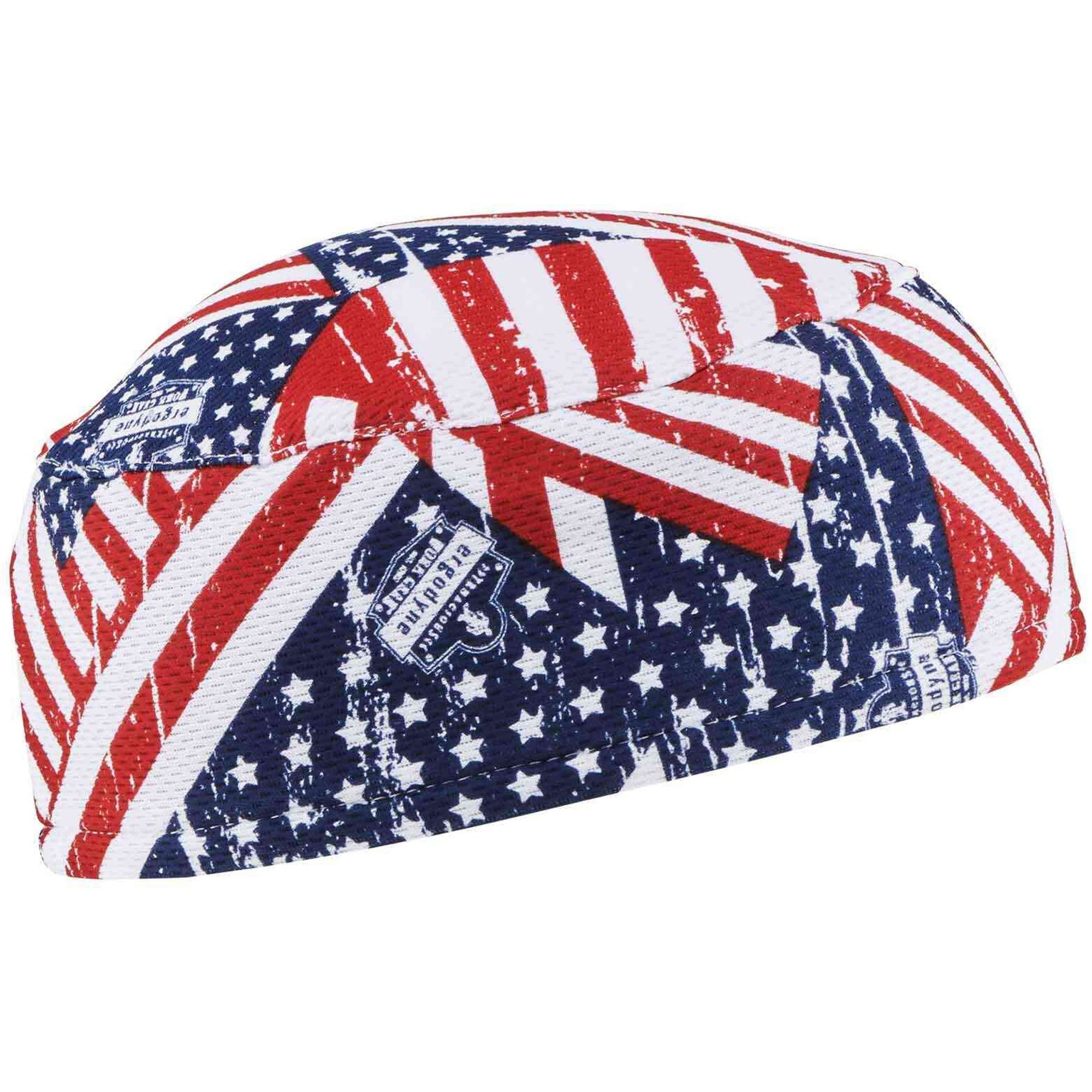 Ergodyne 6630 Skull Cap, Terry Cloth, Stars & Stripe Pattern, Fabric and Elastic, Moisture Absorbent, Stretchable, Comfortable, Machine Washable, 6 per Carton