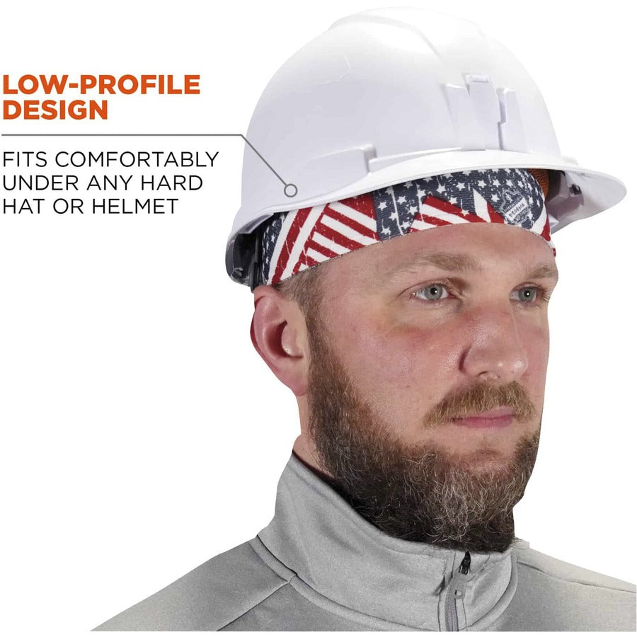 Ergodyne 6630 Skull Cap, Terry Cloth, Stars & Stripe Pattern, Fabric and Elastic, Moisture Absorbent, Stretchable, Comfortable, Machine Washable, 6 per Carton
