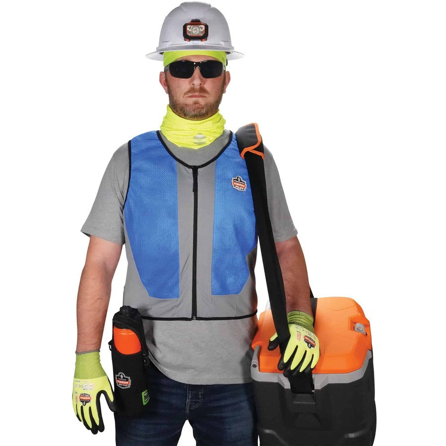 Ergodyne 6667 Wet Evaporative Cooling Vest, Medium, Zipper Closure, Polyvinyl Alcohol (PVA), Blue, Machine Washable, Breathable, Lightweight, Heat Resistant, 1 Each
