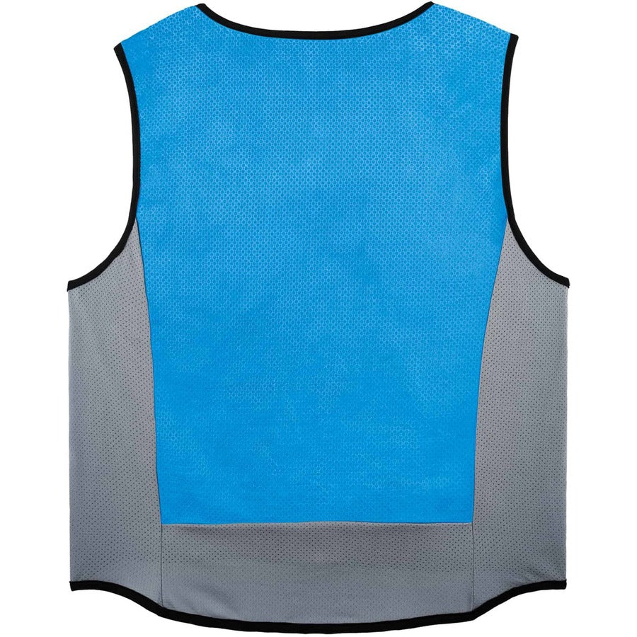 Ergodyne Chill-Its 6667 Wet Evaporative Cooling Vest, PVA Material, Extra Large, Zipper Closure, Blue, Machine Washable, Lightweight, Breathable, 1 Each