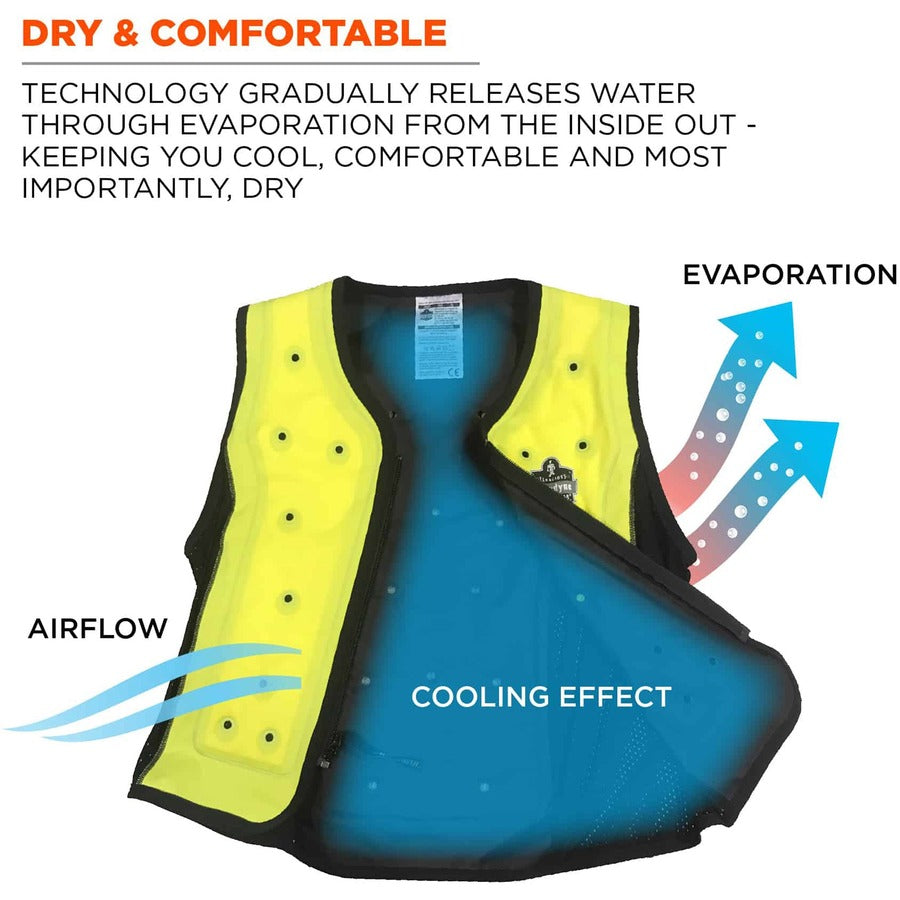 Ergodyne 6685 Premium Dry Evaporative Cooling Vest, Medium, Zipper Closure, Lime, Machine Washable, Lightweight, Durable, Ventilated, Stretchable, Antimicrobial, High Visibility, 1 Each