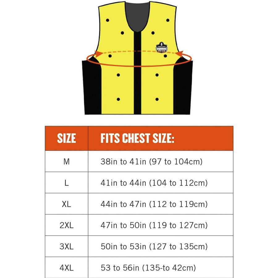 Ergodyne 6685 Premium Dry Evaporative Cooling Vest, Large, Zipper Closure, Lime, Machine Washable, Lightweight, Durable, Ventilated, Antimicrobial, High Visibility, Stretchable, Snug Fit, 1 Each
