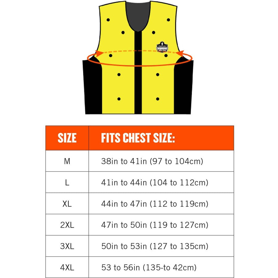 Ergodyne 6685 Premium Dry Evaporative Cooling Vest, 3X-Large, Zipper Closure, Lime, Machine Washable, Lightweight, Durable, Ventilated, Antimicrobial, High Visibility, Stretchable, Snug Fit, 1 Each