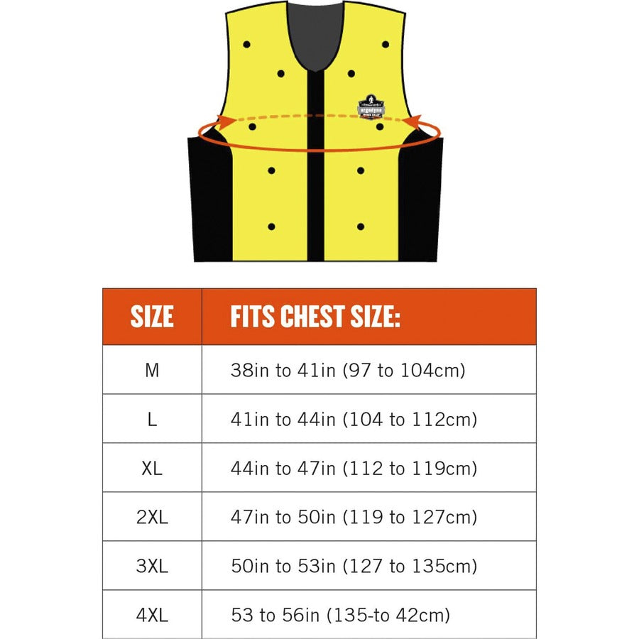 Ergodyne 6685 Premium Dry Evaporative Cooling Vest, 4-Xtra Large, Zipper Closure, Lime, Machine Washable, Lightweight, Durable, Ventilated, Antimicrobial, High Visibility, 1 Each