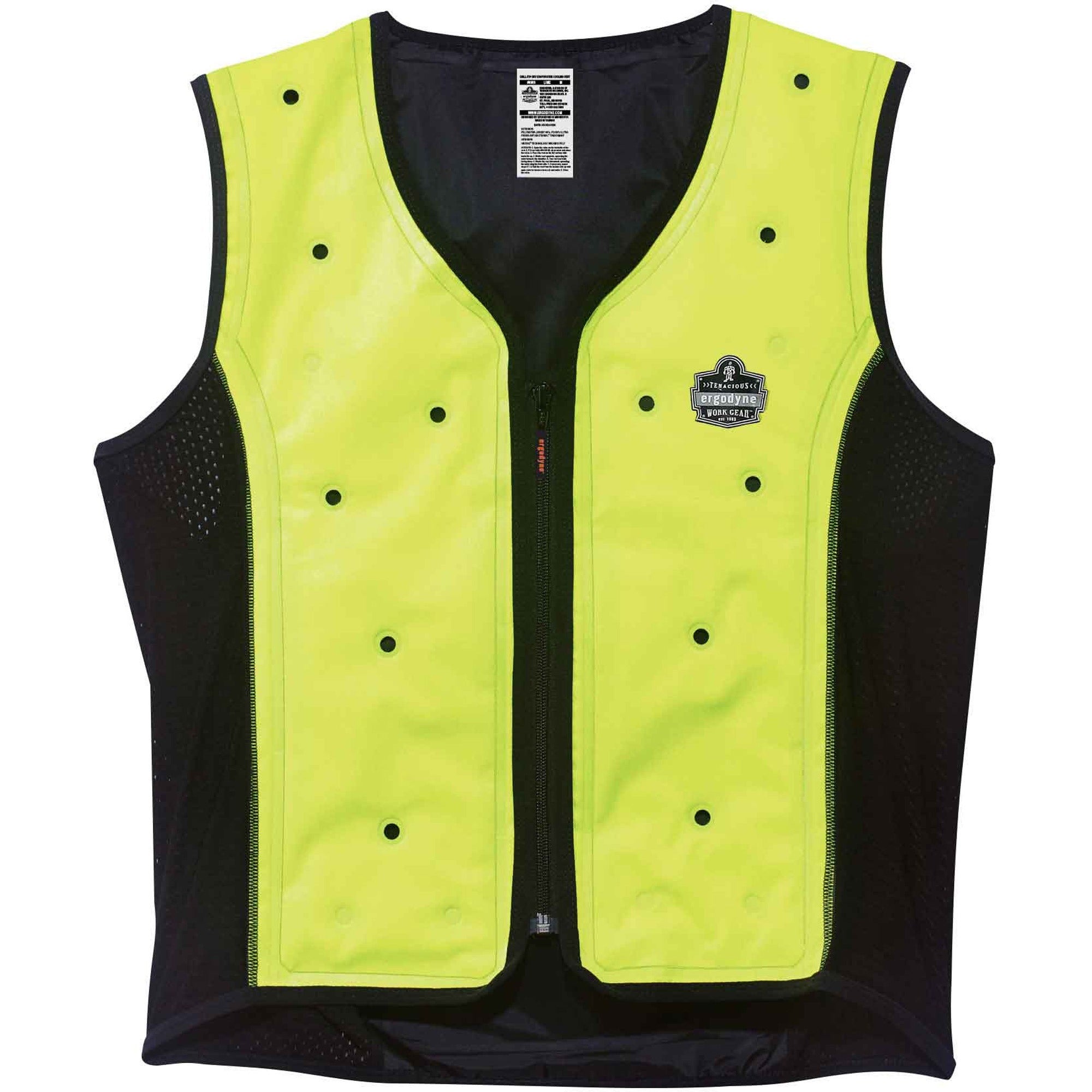 Ergodyne 6685 Premium Dry Evaporative Cooling Vest, 4-Xtra Large, Zipper Closure, Lime, Machine Washable, Lightweight, Durable, Ventilated, Antimicrobial, High Visibility, 1 Each