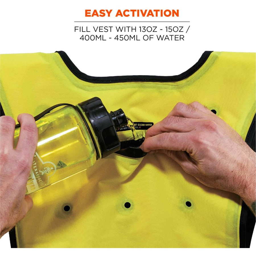 Ergodyne 6687 Economy Dry Evaporative Cooling Vest, Small/Medium, Lime, Machine Washable, Lightweight, Durable, Elastic Waist, Antimicrobial, Heat Resistant, High Visibility - 1 Each