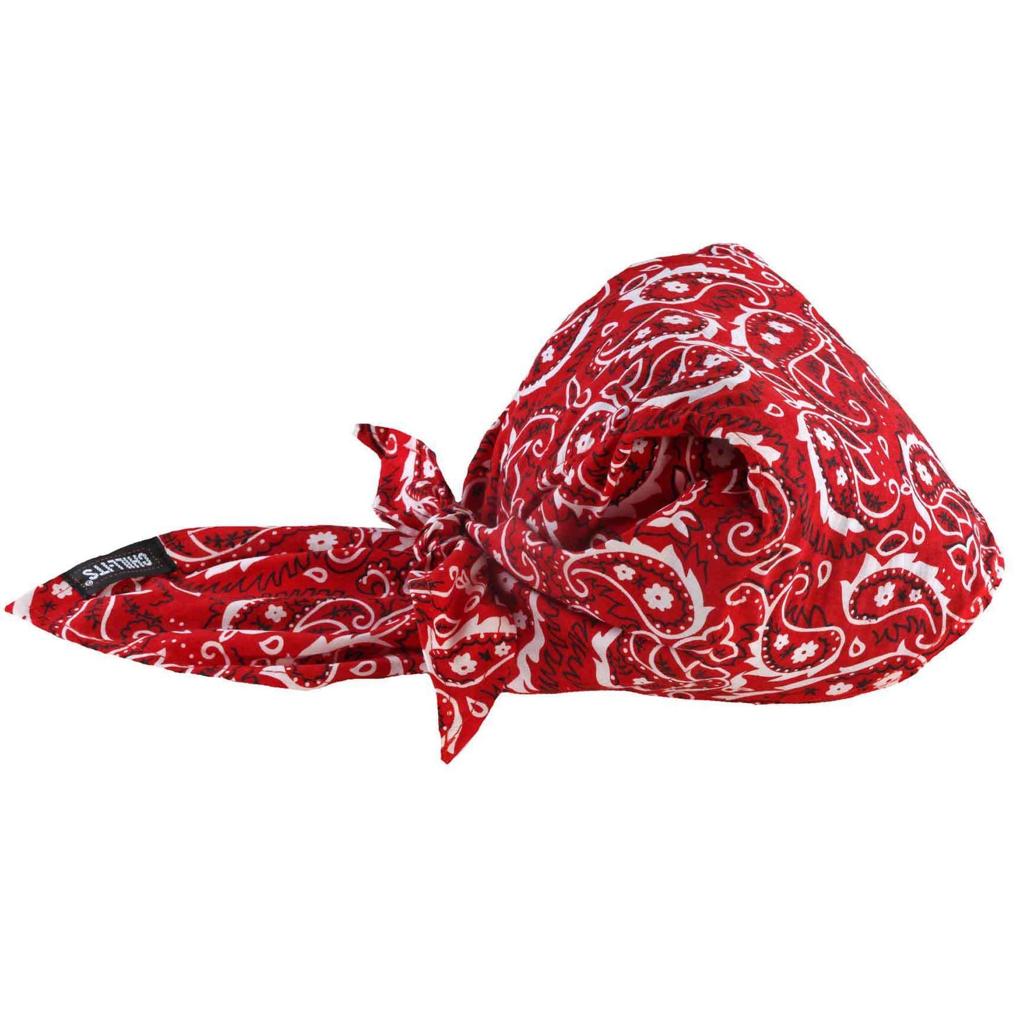 Ergodyne 6710CT Evaporative Cooling Bandana Triangle Hat - 9.5" Height x 0.5" Width - Red Western - Polyvinyl Alcohol (PVA) - 6 / Carton