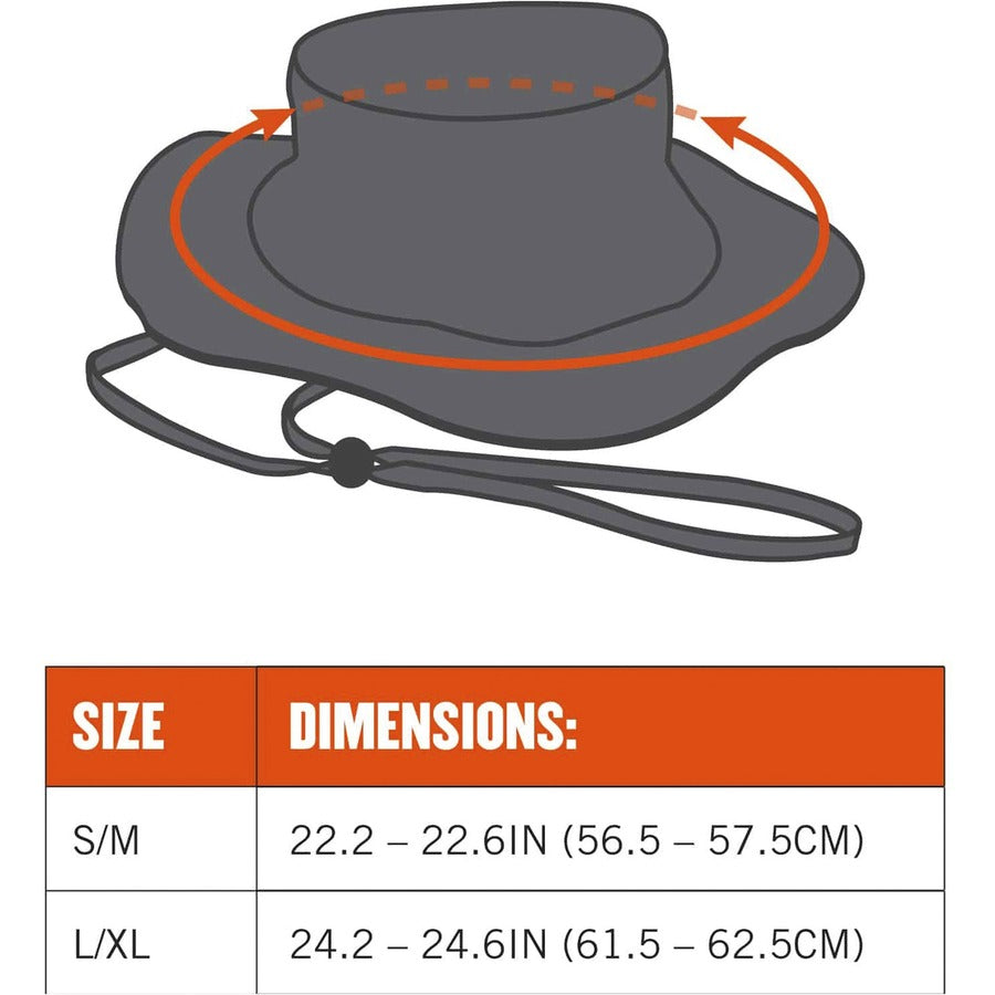 Ergodyne 8935CT HI-Vis Ranger Sun Hat, PVA Cooling, Small/Medium, Polyester/Microfiber, Lime, 1 Each