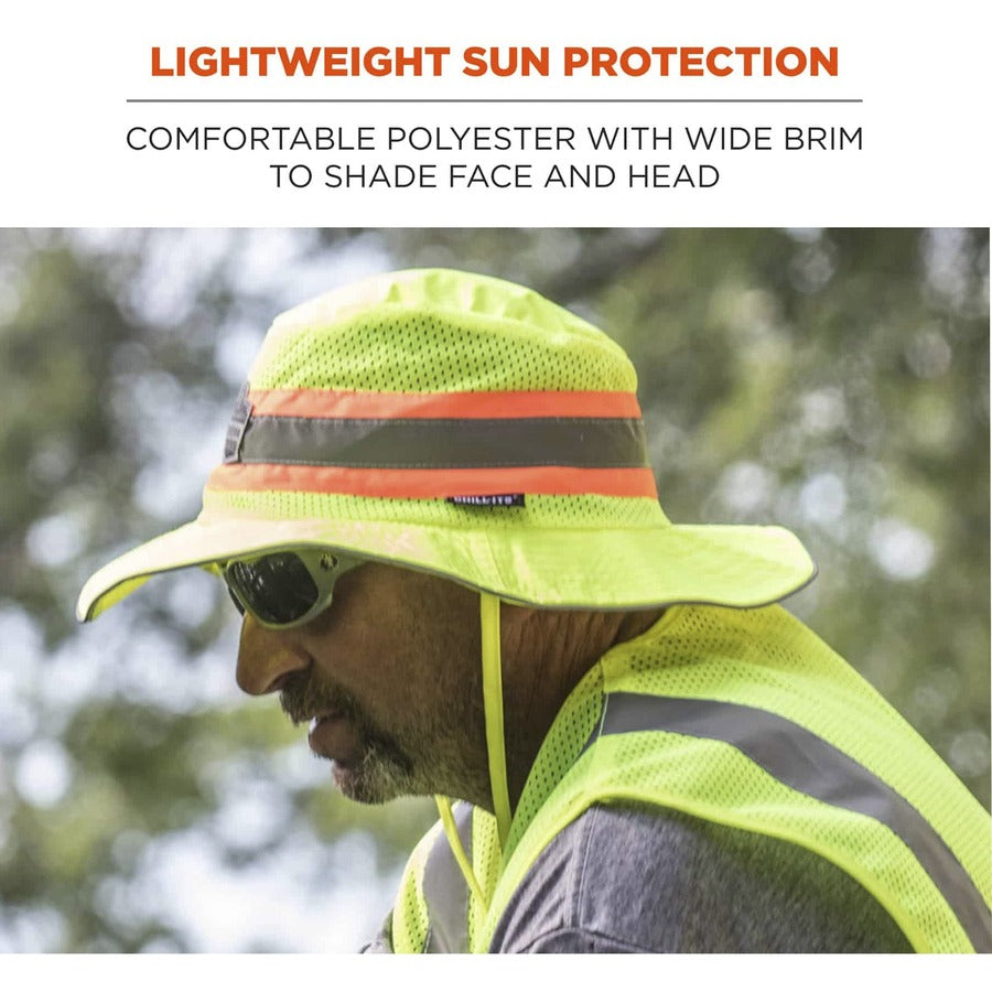 Ergodyne 8935CT HI-Vis Ranger Sun Hat, PVA Cooling, Small/Medium, Polyester/Microfiber, Lime, 1 Each