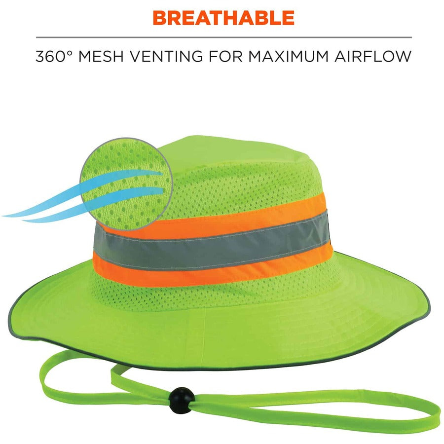 Ergodyne 8935CT HI-Vis Ranger Sun Hat, PVA Cooling, Small/Medium, Polyester/Microfiber, Lime, 1 Each