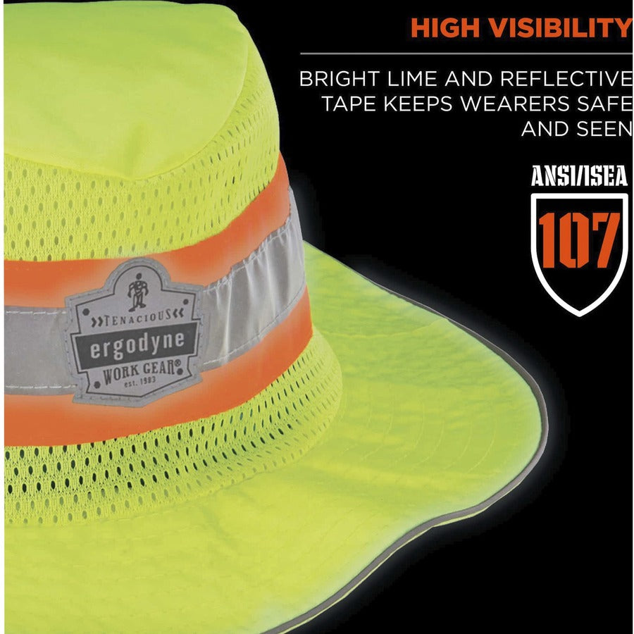 Ergodyne 8935CT HI-Vis Ranger Sun Hat - PVA Cooling - Large (L)/Extra Large (XL) Size - Polyester, MicroFiber - Lime