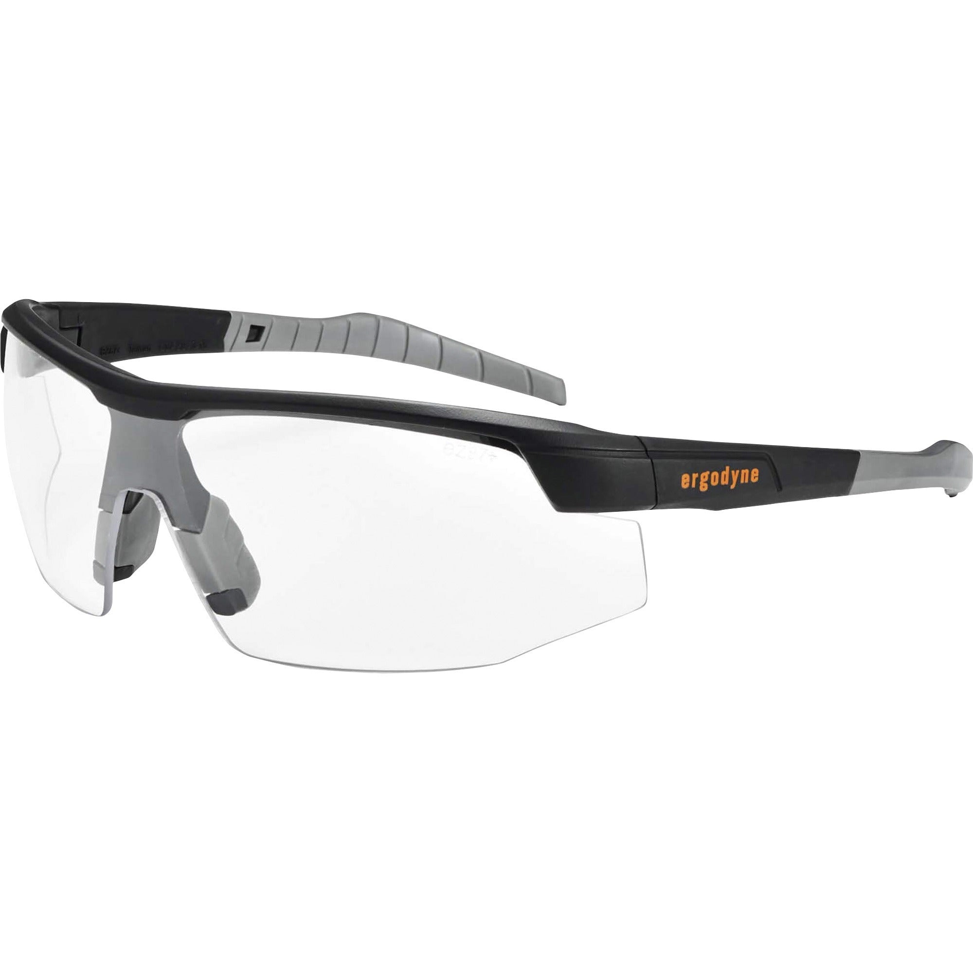 Ergodyne SKOLL Clear Lens Matte Safety Glasses, Matte Black, Black