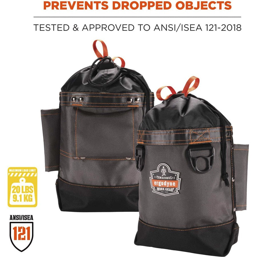 Drop Resistant - Nickel Plated, 420D Nylon Body - 1680D Ballistic Polyester Exterior Material - D-ring, Belt Loop - 9" Height x 5" Width x 10" Depth - 1 Each