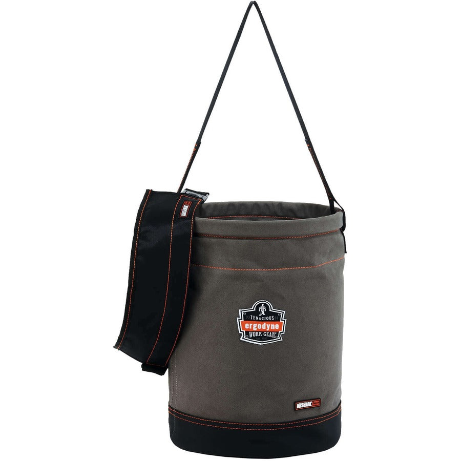 Reinforced, Handle, Pocket, Durable, Storm Drain - 14" - Plastic, Nylon, Nickel Plated, Synthetic Leather, Canvas - Gray - 1 Each
