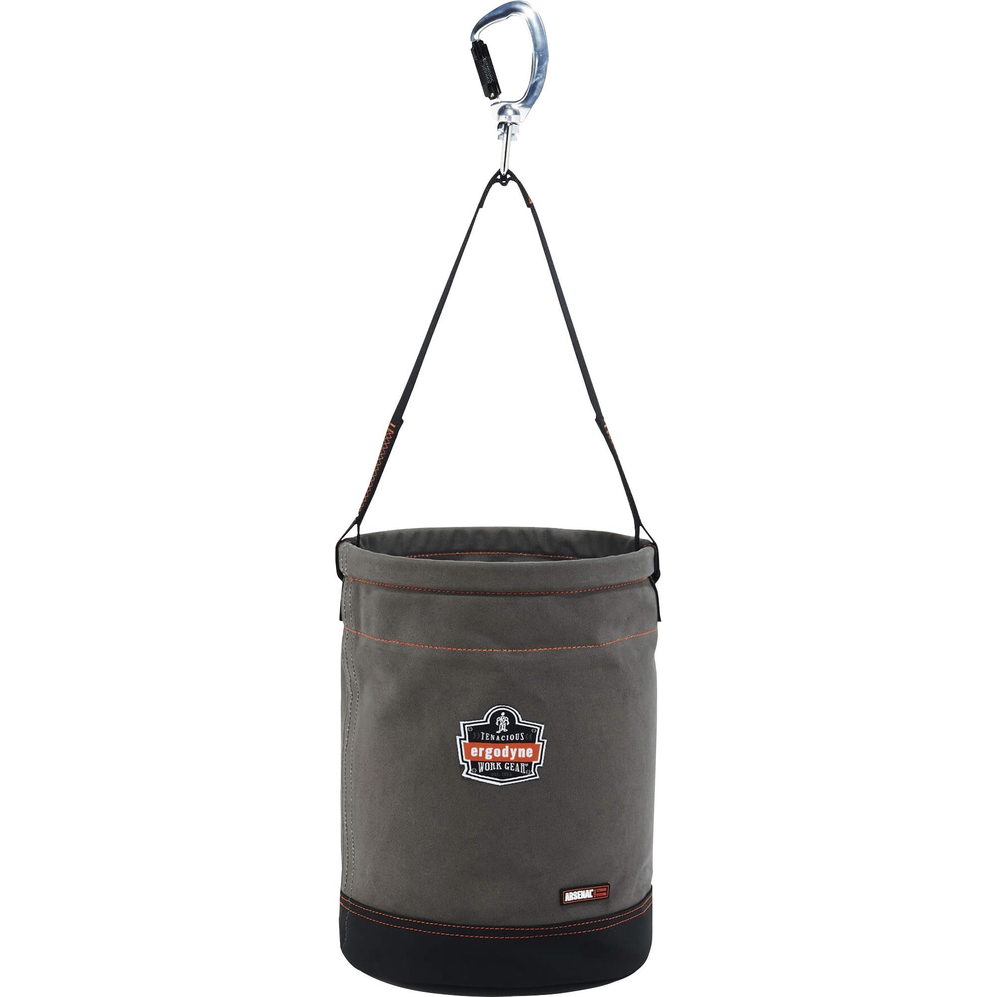 Reinforced, Handle, Pocket, Durable, Storm Drain - 14" - Plastic, Nylon, Nickel Plated, Synthetic Leather, Canvas - Gray - 1 Each