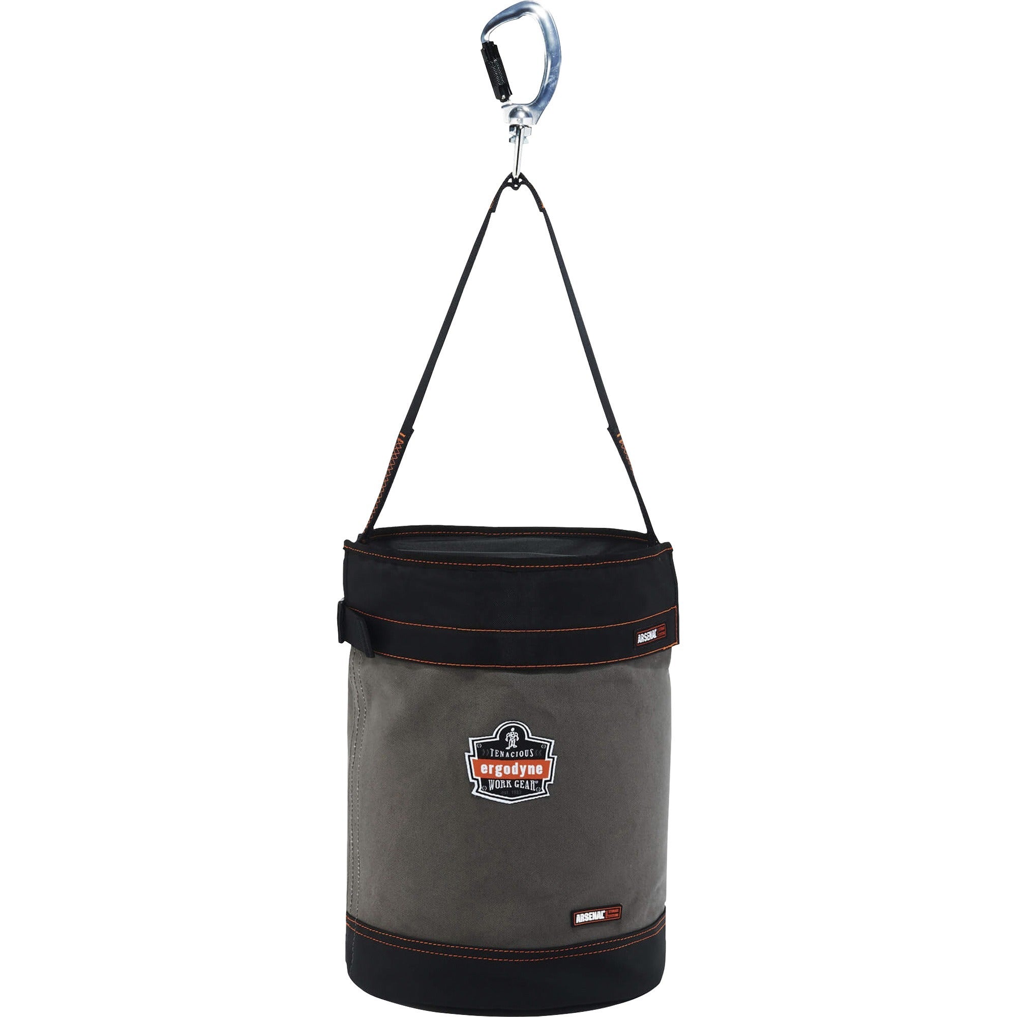 Reinforced, Handle, Pocket, Durable, Storm Drain - 14" - Plastic, Nylon, Nickel Plated, Synthetic Leather, Canvas - Gray - 1 Each