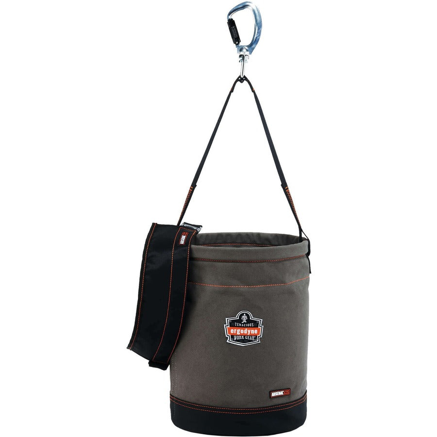 Reinforced, Handle, Pocket, Durable, Storm Drain - 14" - Plastic, Nylon, Nickel Plated, Synthetic Leather, Canvas - Gray - 1 Each