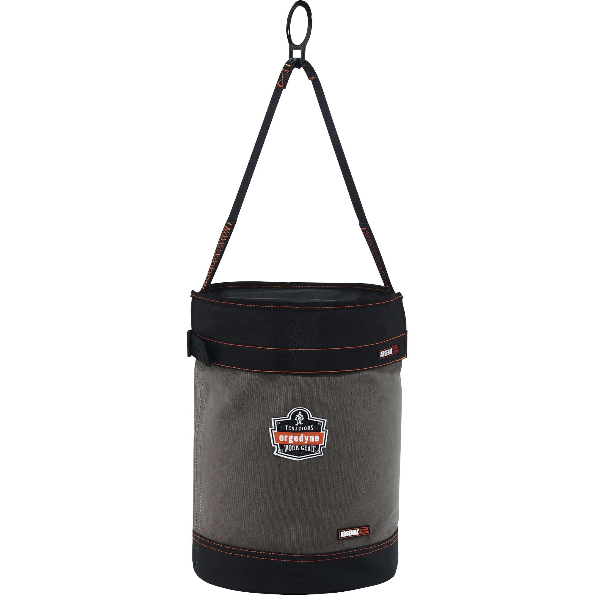 Reinforced, Handle, Pocket, Durable, Storm Drain - 14" - Plastic, Nylon, Nickel Plated, Synthetic Leather, Canvas - Gray - 1 Each