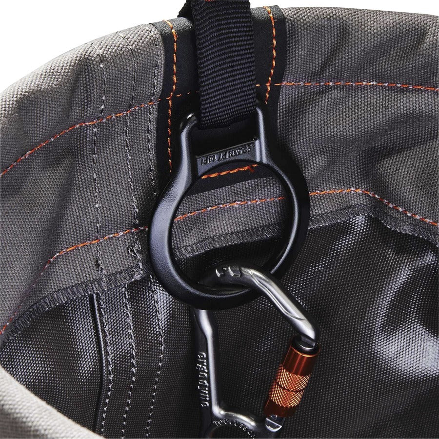 Reinforced, Handle, Pocket, Durable, Storm Drain - 14" - Plastic, Nylon, Nickel Plated, Synthetic Leather, Canvas - Gray - 1 Each