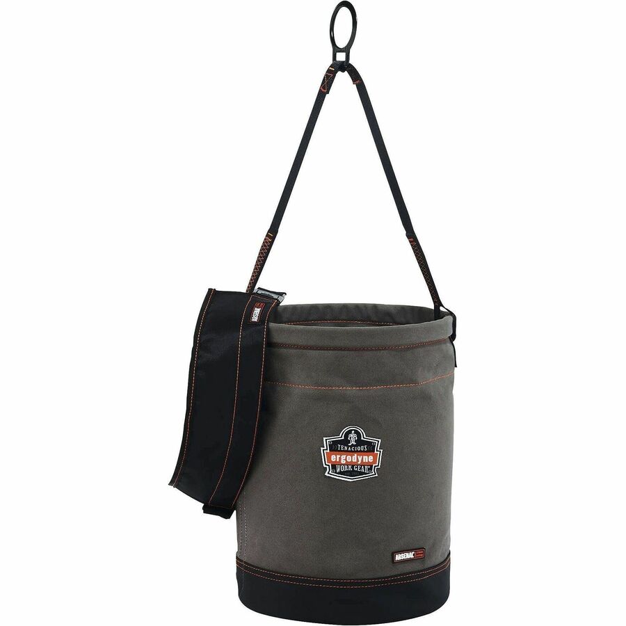 Reinforced, Handle, Pocket, Durable, Storm Drain - 14" - Plastic, Nylon, Nickel Plated, Synthetic Leather, Canvas - Gray - 1 Each