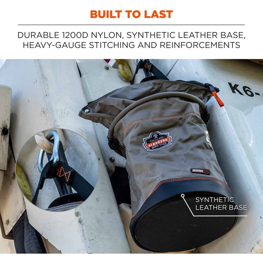 Large Size - 99.21 lb Capacity - Zipper Closure - Gray - Nylon, Synthetic Leather, Steel, Tarpaulin, Alloy Steel, Nickel Plated - Multipurpose - 1 Each