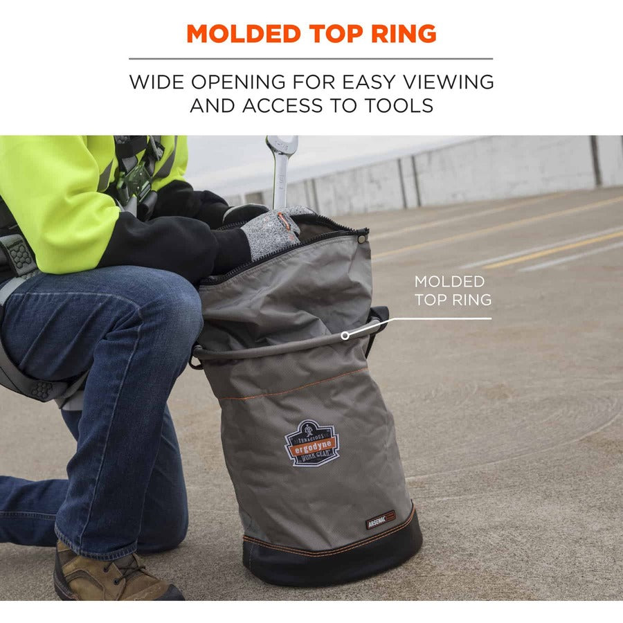 Large Size - 99.21 lb Capacity - Zipper Closure - Gray - Nylon, Synthetic Leather, Steel, Tarpaulin, Alloy Steel, Nickel Plated - Multipurpose - 1 Each
