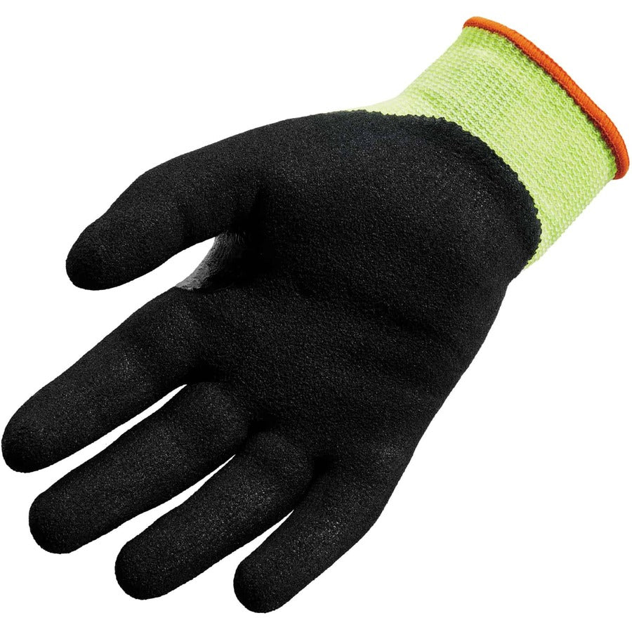 Ergodyne ProFlex 7041 Hi-Vis Nitrile-Coated Level 4 Cut Gloves, Extra Large, Lime, 1.75" Thick, 10" Length, 2/Pair, 144 Pairs/Carton