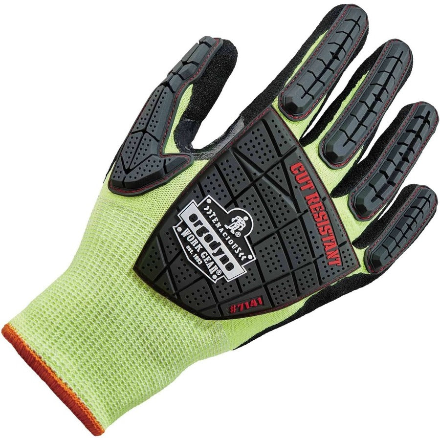 Ergodyne ProFlex 7141 Nitrile-Coated DIR Level 4 Cut-Resistant Gloves, Medium, Lime, 1.75" Thick, 10.50" Length, 2/Pair, 12 Pairs/Carton