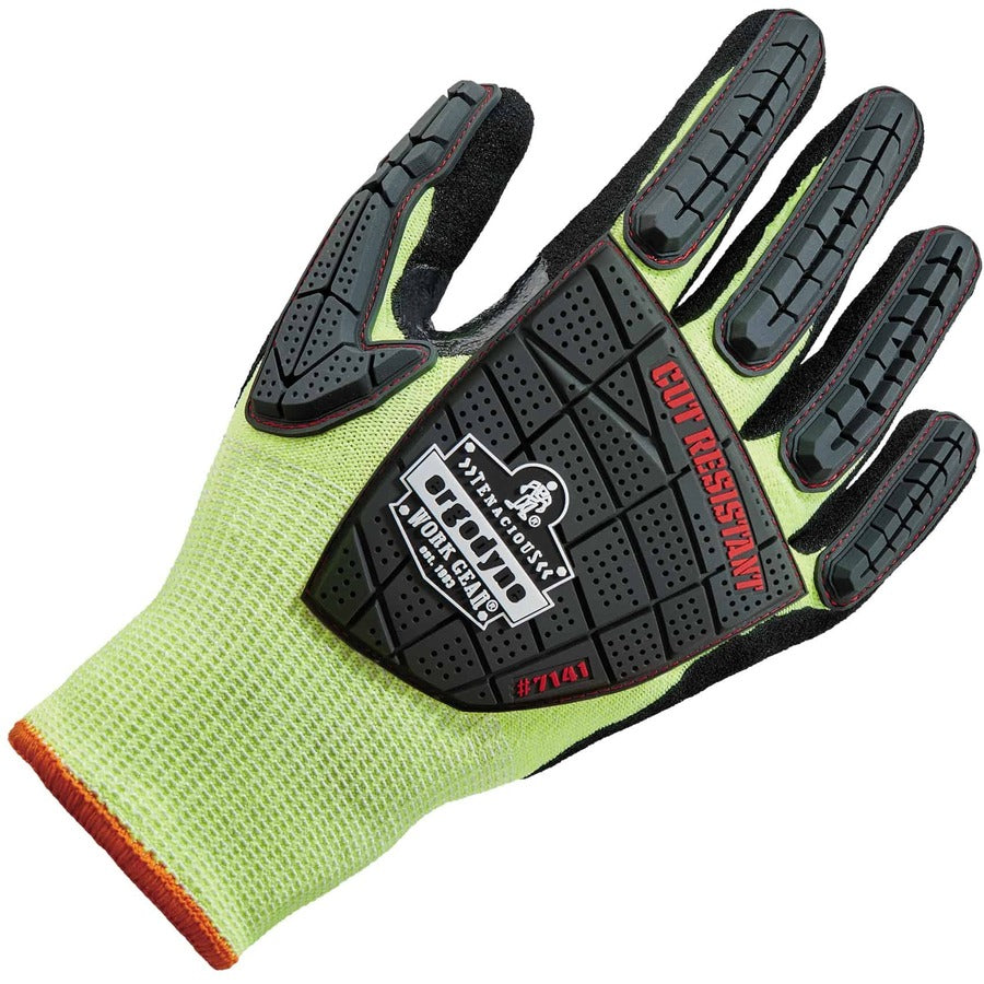 Ergodyne ProFlex 7141 Nitrile-Coated DIR Level 4 Cut-Resistant Gloves, Medium, Lime, 1.75" Thick, 10" Length, 2 Pairs per Pack, 72 Packs per Carton