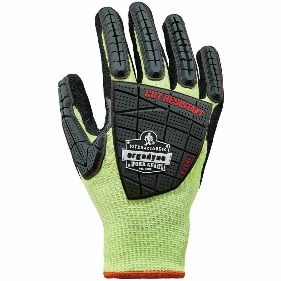 Ergodyne ProFlex 7141 Nitrile-Coated DIR Level 4 Cut-Resistant Gloves, XXL, Lime, 1.75" Thick, 10" Length, 2 Pairs per Pack, 72 Packs per Carton