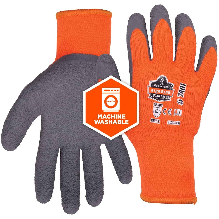 Ergodyne ProFlex 7401 Coated Lightweight Winter Work Gloves, XXL, Orange, Latex Coating, Thermal Protection, Cut Resistant, 2/Pair, 144 Pairs per Carton