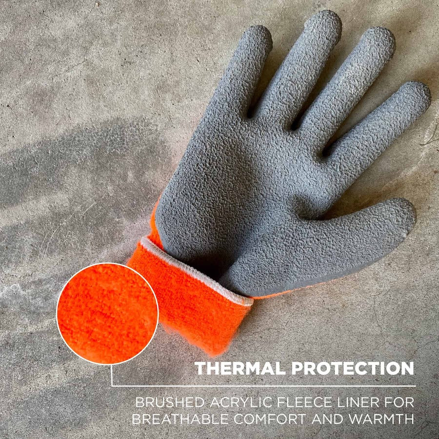 Ergodyne ProFlex 7401 Coated Lightweight Winter Work Gloves, XXL, Orange, Latex Coating, Thermal Protection, Cut Resistant, 2/Pair, 144 Pairs per Carton