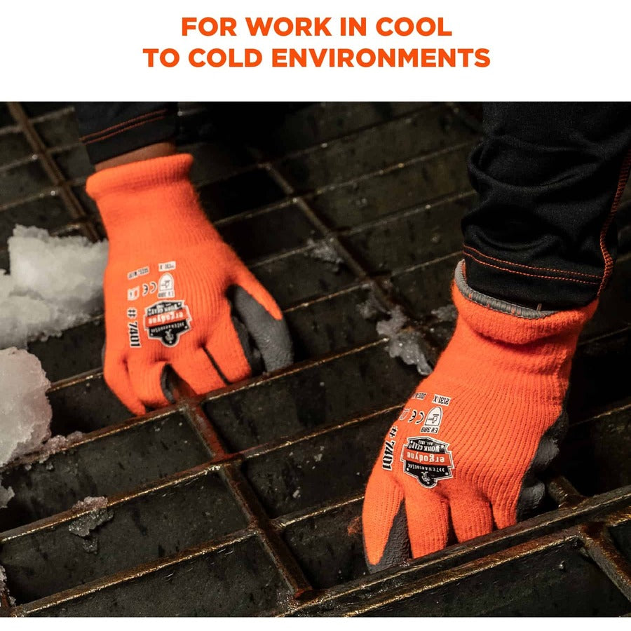 Ergodyne ProFlex 7401 Coated Lightweight Winter Work Gloves, XXL, Orange, Latex Coating, Thermal Protection, Cut Resistant, 2/Pair, 144 Pairs per Carton