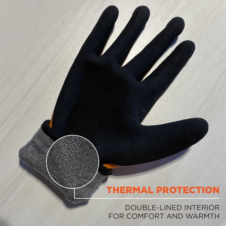 Ergodyne ProFlex 7551 A5 Coated Waterproof Gloves, Extra Large, Orange, Nitrile & Latex Coating, 2" Thick, 11" Length, 2 Pairs, 12 Carton