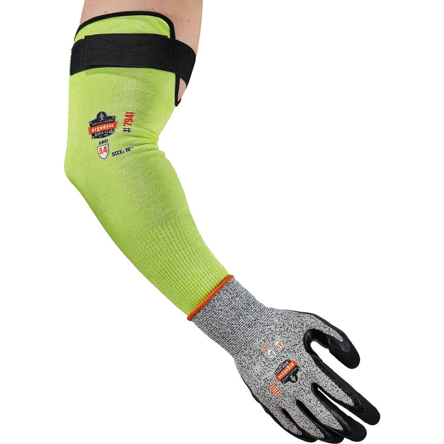 Ergodyne ProFlex 7941 Cut-Resistant Protective Arm Sleeve Pair, 5.25" Length, Lime, Yarn, Cut Resistant, Moisture Wicking, Adjustable Fit, High Visibility, Heat Resistant, Machine Washable, 144 Pairs/Carton