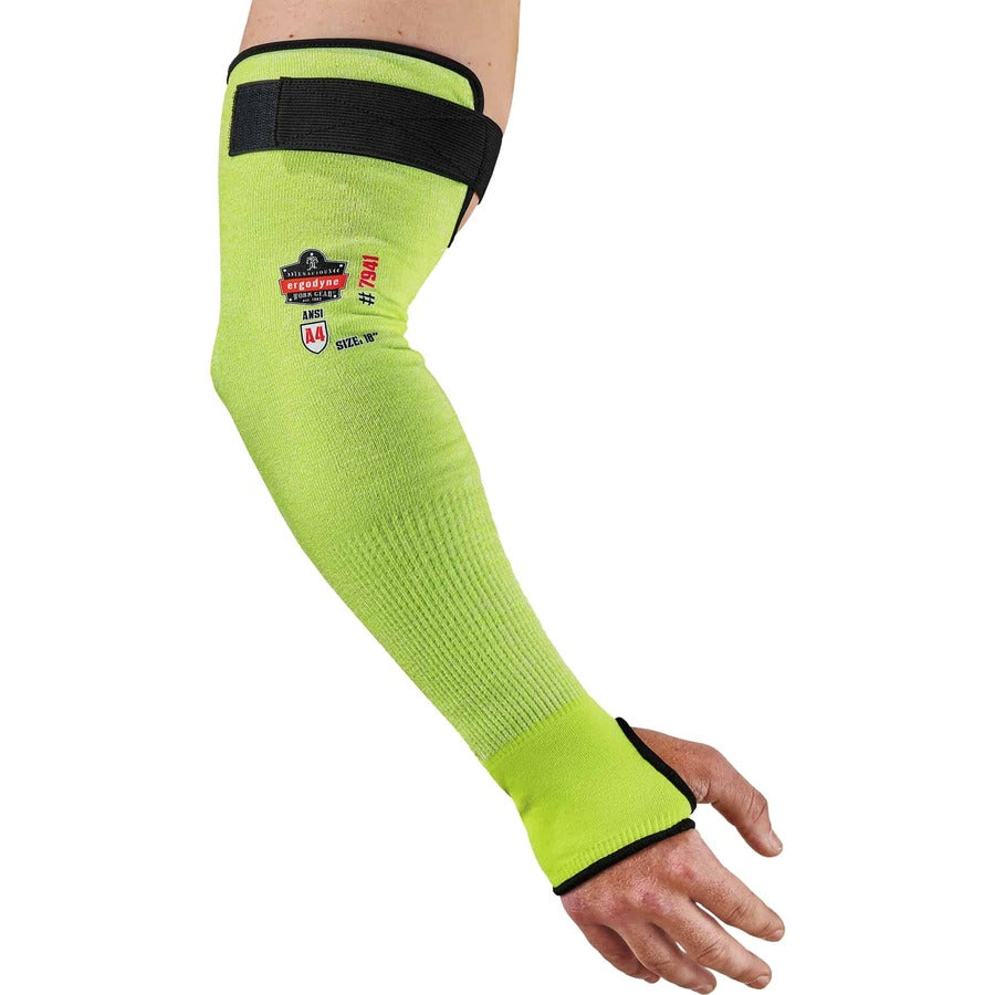 Ergodyne ProFlex 7941 Cut-Resistant Protective Arm Sleeve Pair, 5.25" Length, Lime, Yarn, Cut Resistant, Moisture Wicking, Adjustable Fit, High Visibility, Heat Resistant, Machine Washable, 144 Pairs/Carton