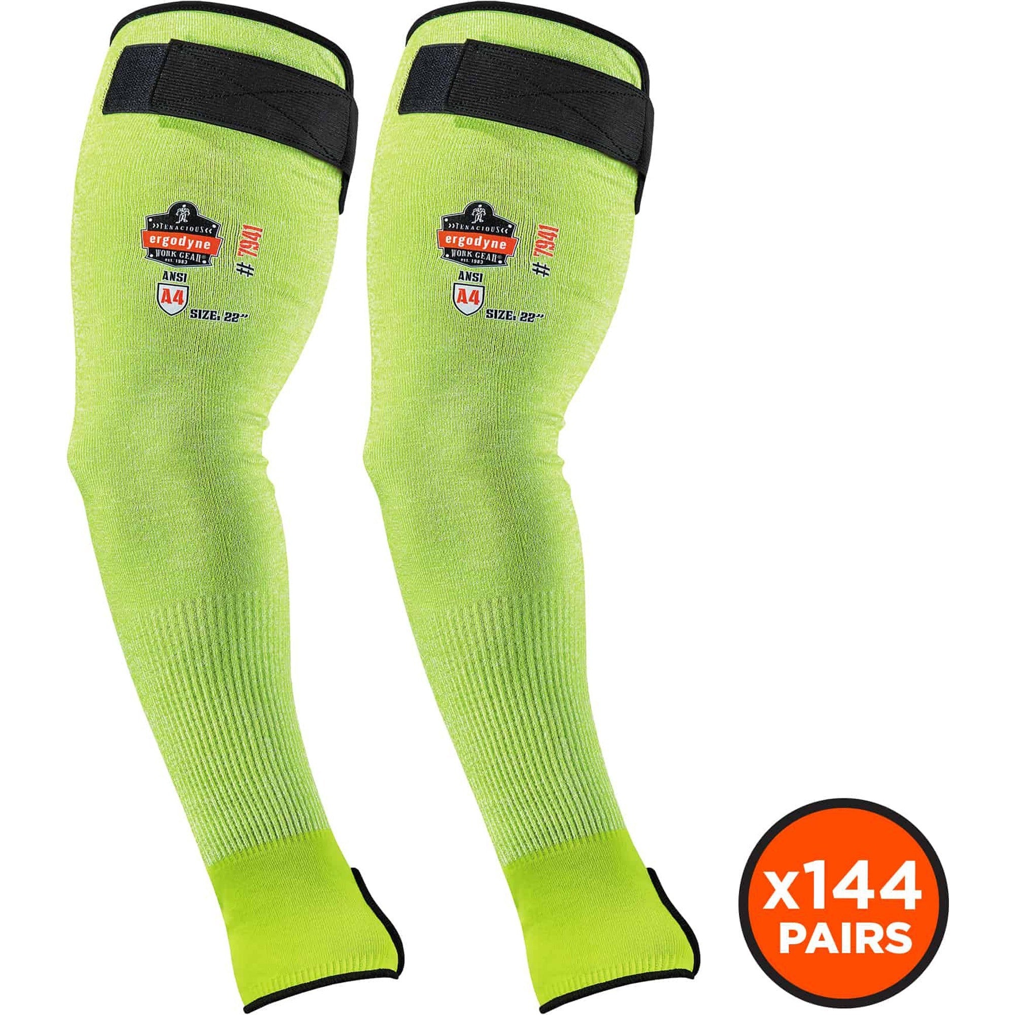 Ergodyne ProFlex 7941 Cut-Resistant Protective Arm Sleeve Pair, 5.25" Length, Lime, Yarn, Cut Resistant, Moisture Wicking, Adjustable Fit, High Visibility, Heat Resistant, Machine Washable, 144 Pairs/Carton