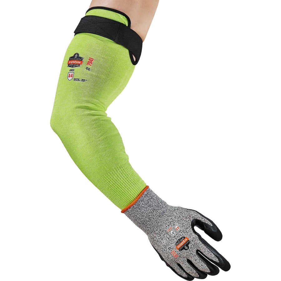 Ergodyne ProFlex 7941 Cut-Resistant Protective Arm Sleeve Pair, 5.25" Length, Lime, Yarn, Cut Resistant, Moisture Wicking, Adjustable Fit, High Visibility, Heat Resistant, Machine Washable, 144 Pairs/Carton
