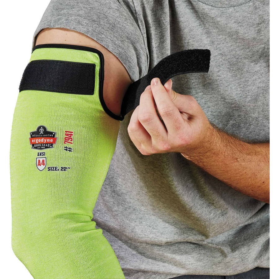 Ergodyne ProFlex 7941 Cut-Resistant Protective Arm Sleeve Pair, 5.25" Length, Lime, Yarn, Cut Resistant, Moisture Wicking, Adjustable Fit, High Visibility, Heat Resistant, Machine Washable, 144 Pairs/Carton