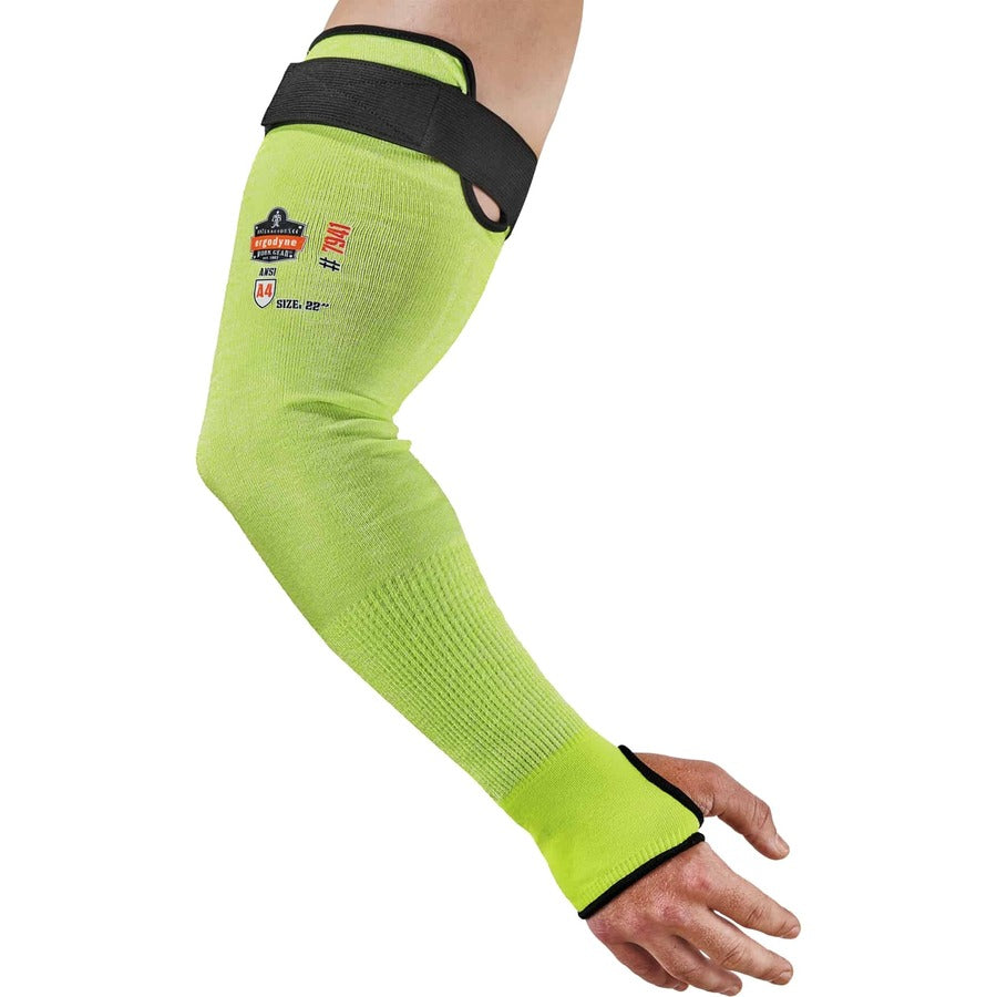 Ergodyne ProFlex 7941 Cut-Resistant Protective Arm Sleeve Pair, 5.25" Length, Lime, Yarn, Cut Resistant, Moisture Wicking, Adjustable Fit, High Visibility, Heat Resistant, Machine Washable, 144 Pairs/Carton