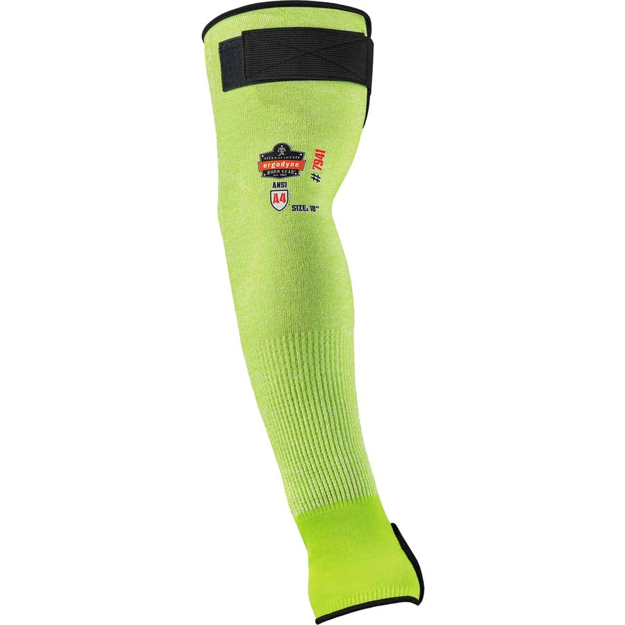 Ergodyne ProFlex 7941 Cut-Resistant Protective Arm Sleeve Pair, 18" Length, Lime, Kevlar Yarn, Machine Washable, Heat Resistant, Moisture Wicking, High Visibility, Adjustable Fit, 2 Sleeves per Pair