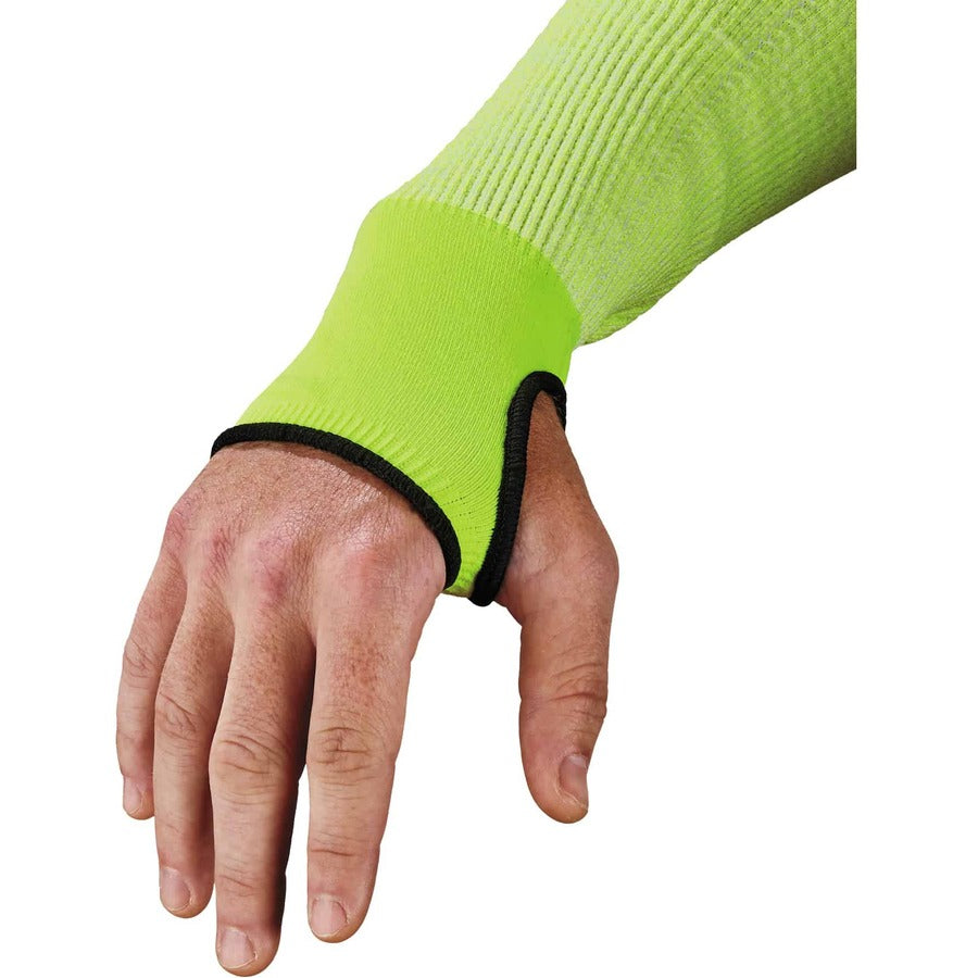 Ergodyne ProFlex 7941 Cut-Resistant Protective Arm Sleeve Pair, 22" Length, Lime, Kevlar Yarn, Machine Washable, Heat Resistant, Moisture Wicking, High Visibility, Adjustable Fit, 2 Sleeves per Pair