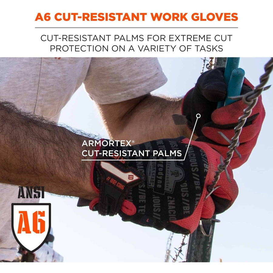 Ergodyne ProFlex 812CR6 Utility Cut-Resistant Gloves, XXL, Black, 2.25" Thick, 13.25" Length, 2 Pairs, Durable Grip, Reinforced Thumb, Flexible, Breathable, Machine Washable