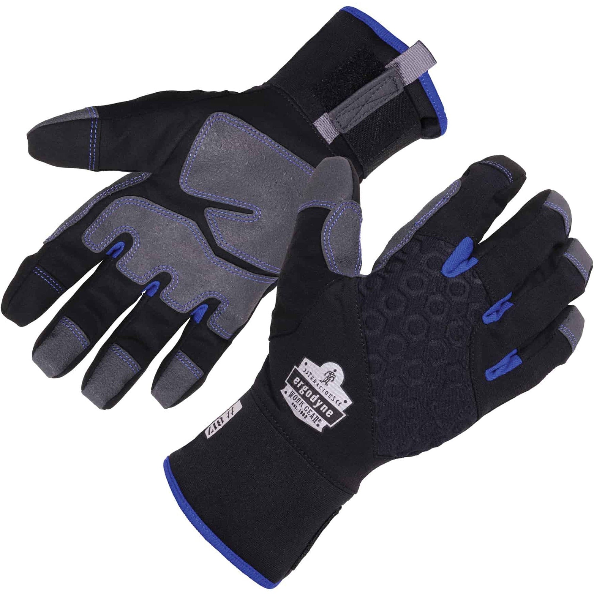Ergodyne ProFlex 817 Reinforced Thermal Winter Work Gloves, Medium, Black, 3" Thickness, 13.50" Length, Touchscreen Capable, Waterproof, Machine Washable, Superior Grip, 2 Pairs