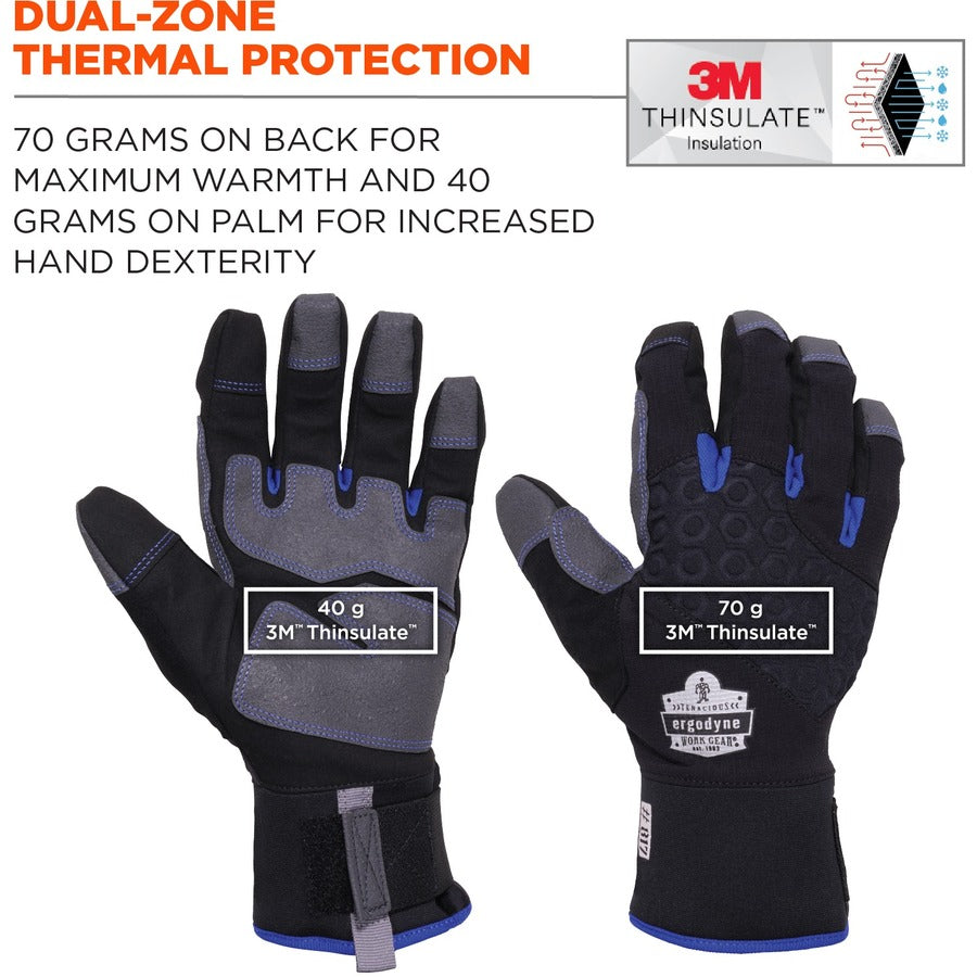 Ergodyne ProFlex 817 Reinforced Thermal Winter Work Gloves, XXL, Black, 3" Thickness, 15" Length, Touchscreen Capable, Waterproof, Machine Washable, Superior Grip, 2 Pairs