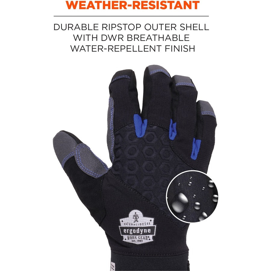 Ergodyne ProFlex 817 Reinforced Thermal Winter Work Gloves, XXL, Black, 3" Thickness, 15" Length, Touchscreen Capable, Waterproof, Machine Washable, Superior Grip, 2 Pairs