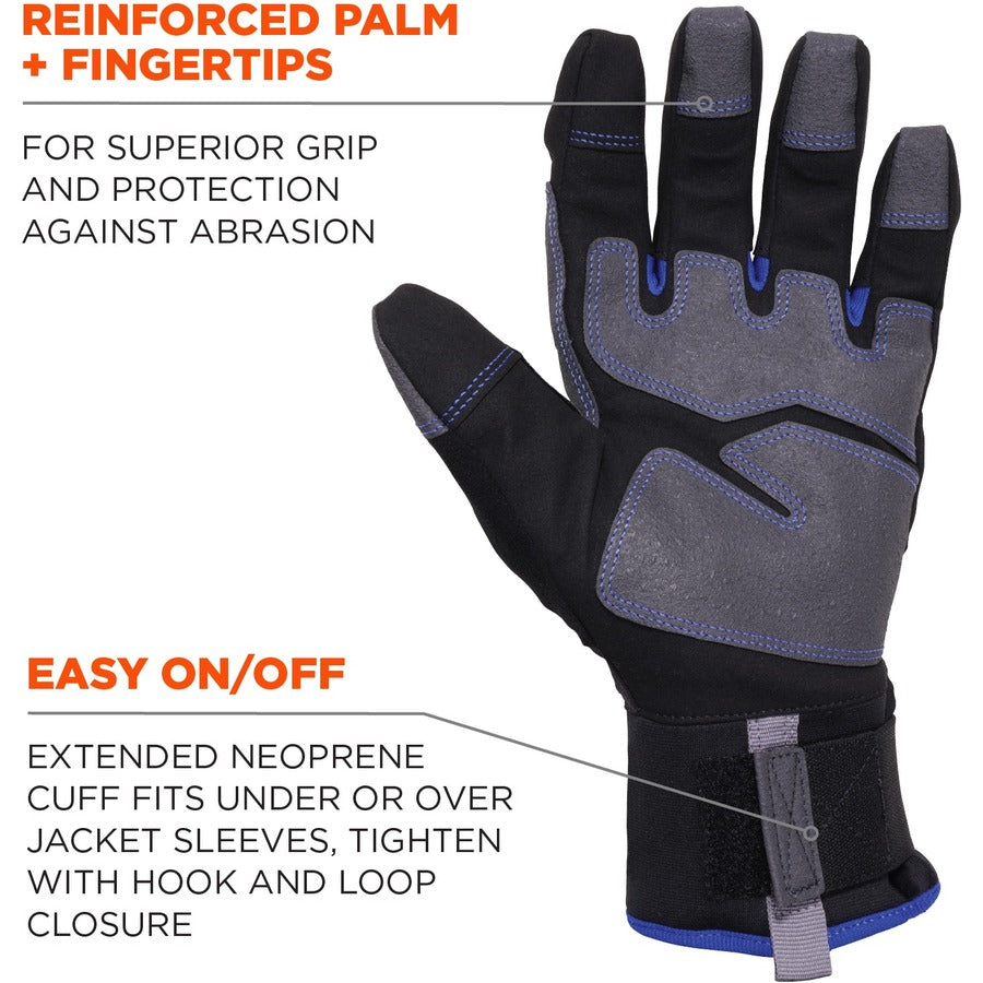 Ergodyne ProFlex 817 Reinforced Thermal Winter Work Gloves, XXL, Black, 3" Thickness, 15" Length, Touchscreen Capable, Waterproof, Machine Washable, Superior Grip, 2 Pairs