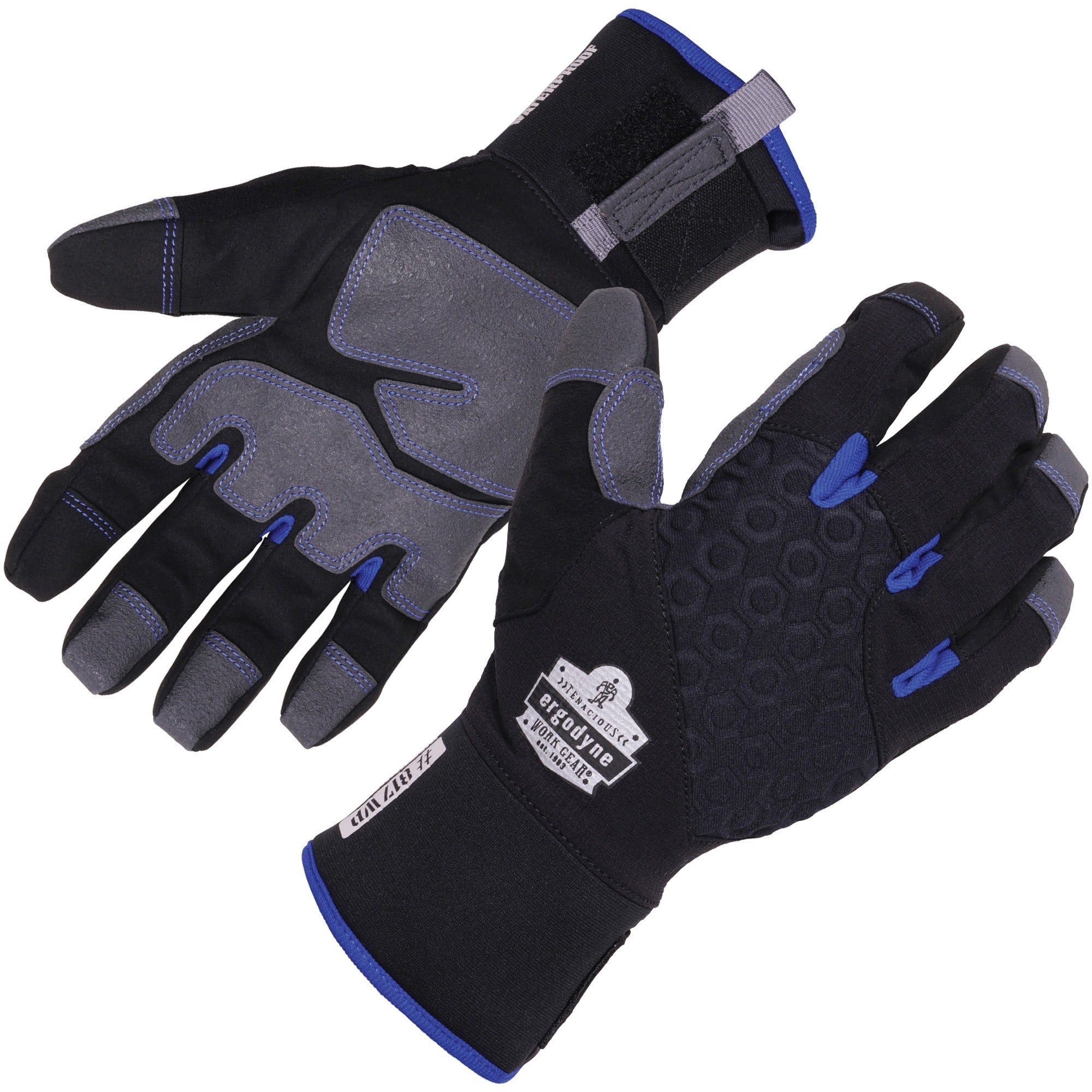 Ergodyne ProFlex 817WP Reinforced Thermal Waterproof Winter Work Gloves, Small, Black, Touchscreen Capable, 3" Thickness, 13" Length, 2 Pairs